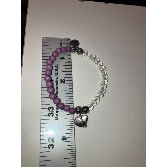 Lavender & Clear Beads Bracelet with Silver-Tone Charms! - Picture 6 of 6